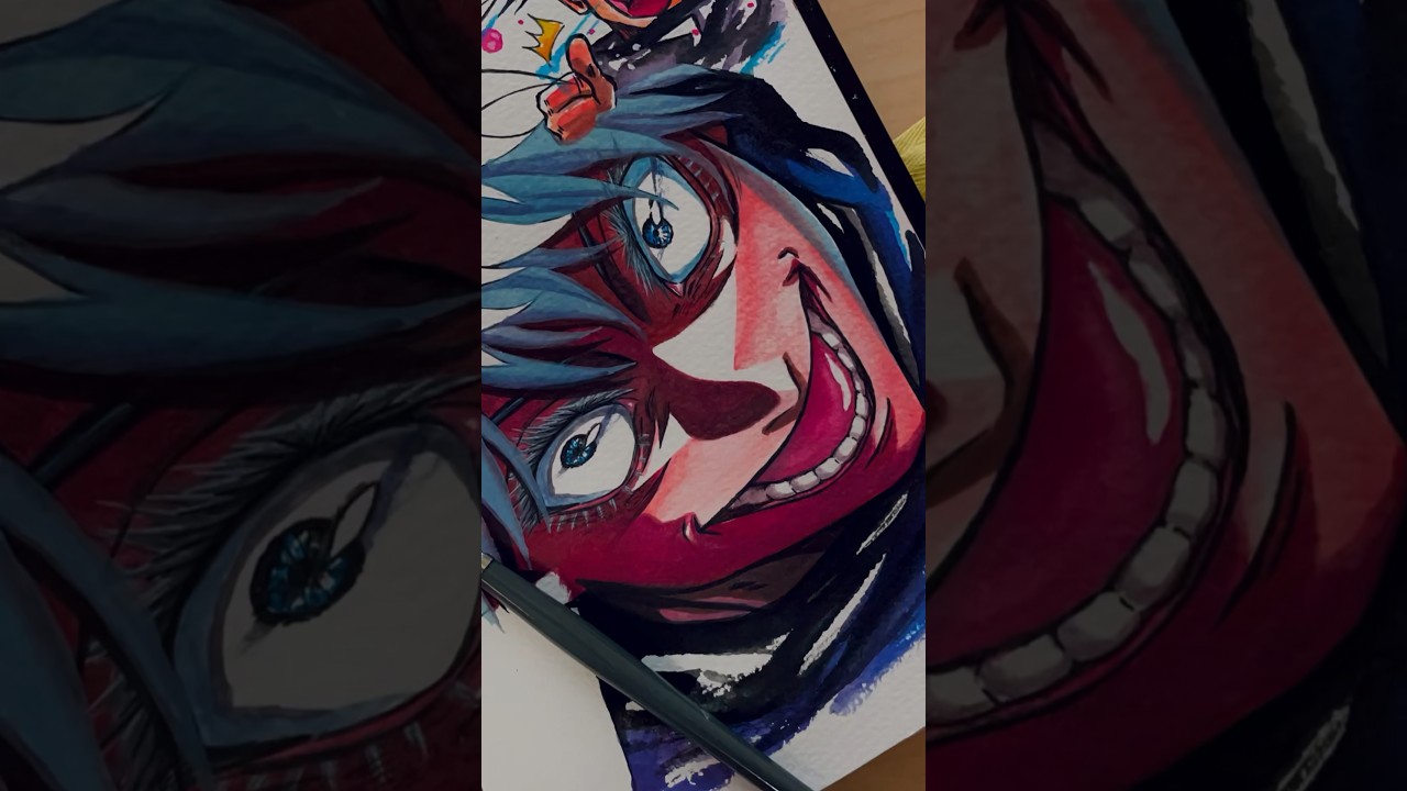【呪術廻戦】五条悟描いてみた!【アナログ・イラストメイキング・水彩絵の具】#gojosatoru #jujutsukaisen