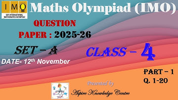 IMO Class 4 question paper 2025-26 Set-A | Class 4 IMO Question Paper part-I #imo #v149 #class4