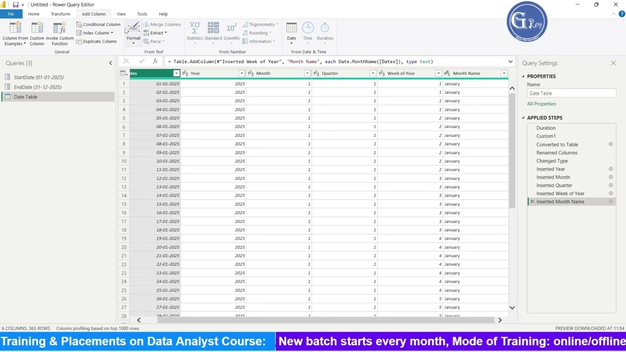 Class-16: How to Create a Date Table Using Power Query 