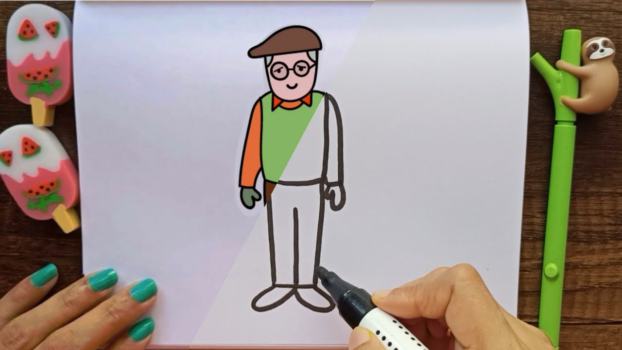 How to Draw GRANDFATHER Grandpa Granddad drawing Easy Drawing