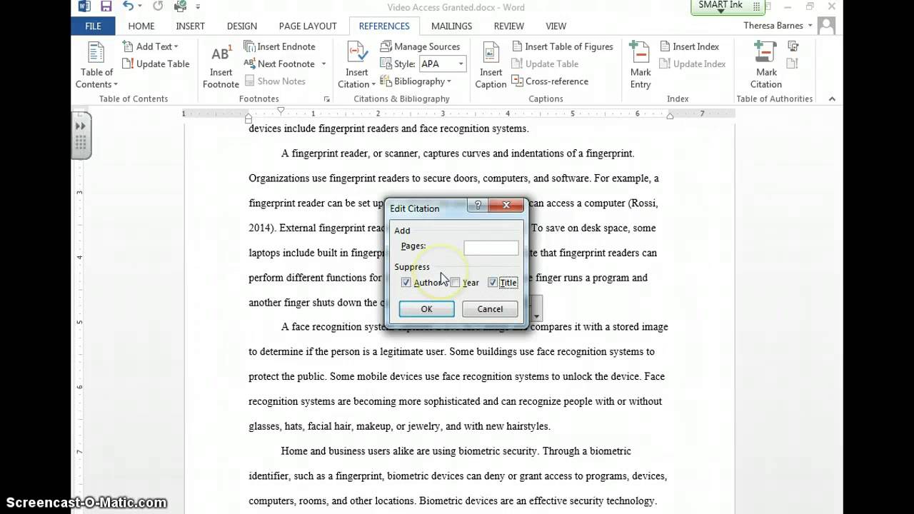 APA Inserting Citation & Creating Source YouTube APA Inserting Citation & Creating Source YouTube