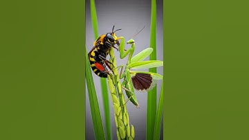The Epic Battle Of The Praying Mantis And The Fierce Wasp 😱😱