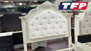 Traditional White Solid Wooden Bed Frame with Tufted Upholstered Bed Head - Dandenong