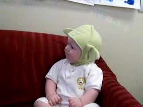 Baby Alexander half dressed as Yoda from Star Wars