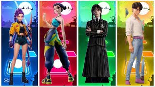 Download Lagu RUMI VS ZOEY VS WEDNESDAY VS JINU TILES HOP EDM RUSH MP3