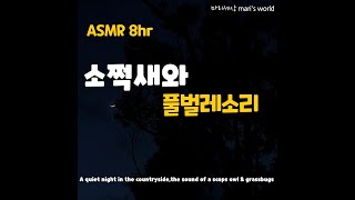 [8hr ASMR]소쩍새와 풀벌레소리*5분후 까만밤(소리가 작아요.볼륨조절)  #자연의소리#ASMR#백색소음#수면유도#SLEEP