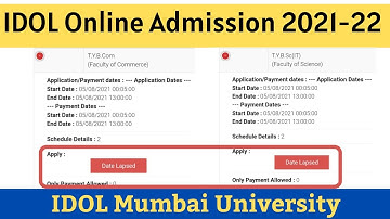 IDOL Online Admission process 2021 22 TYBCOM TYBA IDOL Mumbai University 2021