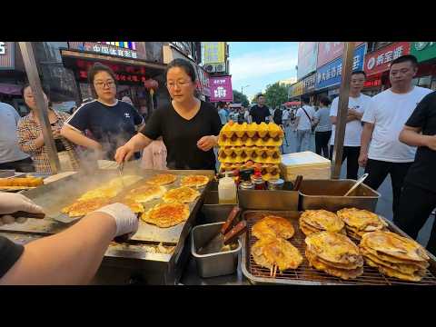 Sizzling Crispy Egg Cheese Pork Pancakes! Street Food Magic!