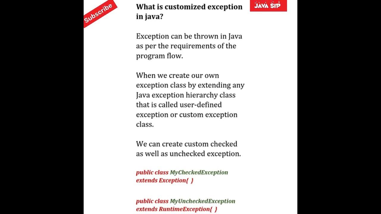 What is customized exception in java? javasip interview java 