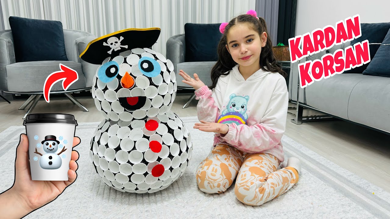 KARTON BARDAKTAN MİNİK KORSAN KARDAN ADAM YAPALIM !! ELİF SİNEM ETKİNLİK ZAMANI !!