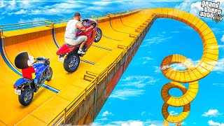 FRANKLIN AND SHINCHAN TRIED THE IMPOSSIBLE SPIRAL MEGA RAMP PARKOUR CHALLENGE GTA 5