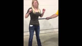 Ali Stricklin getting zapped by a stun gun! Ouch!