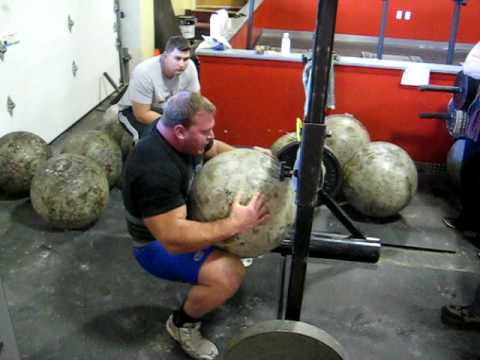 Derek Poundstone 1st attempt at the 555lb atlas st...