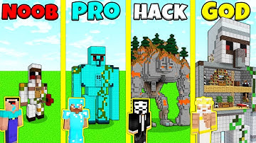 Minecraft Battle: NOOB vs PRO vs HACKER vs GOD: GOLEM HOUSE BUILD CHALLENGE / Animation
