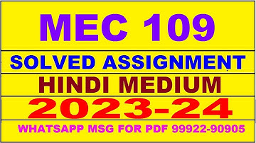 mec 109 solved assignment 2023-24 | mec 109 solved assignment in hindi 2024 | mec 109 2024