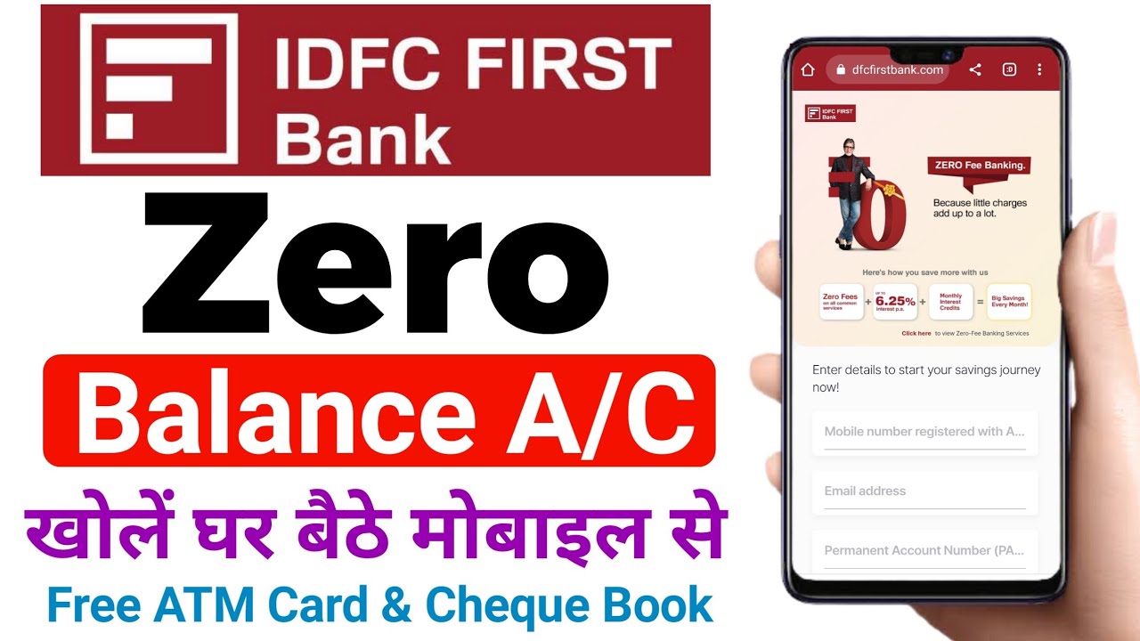 IDFC bank zero balance account opening online How to open zero