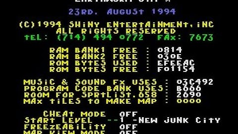 Earthworm Jim 2 SNES Debug Menu on the Nintendo Switch!
