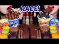 Asmr leftover dessert race maltesers mms twix ice cream edible lipsticks marshmallow tico 