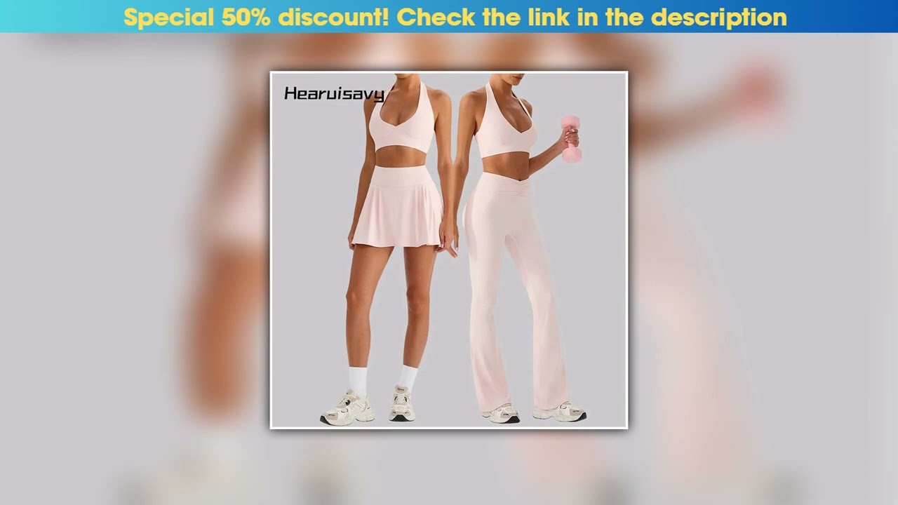 Flash Sale Hearuisavy 2Pcs Women's Sports Set Sun Protection Quick-Dry Tennis Skirt High Waist Yoga