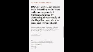 DNALI1 deficiency causes male infertility with severe asthenozoospermia in humans and... | RTCL.TV