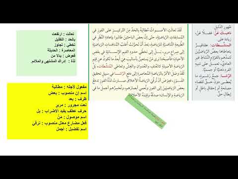 الرياضة والمجتمع الوحدة الرابعة شرح المعاني والأفكار الصف السابع 