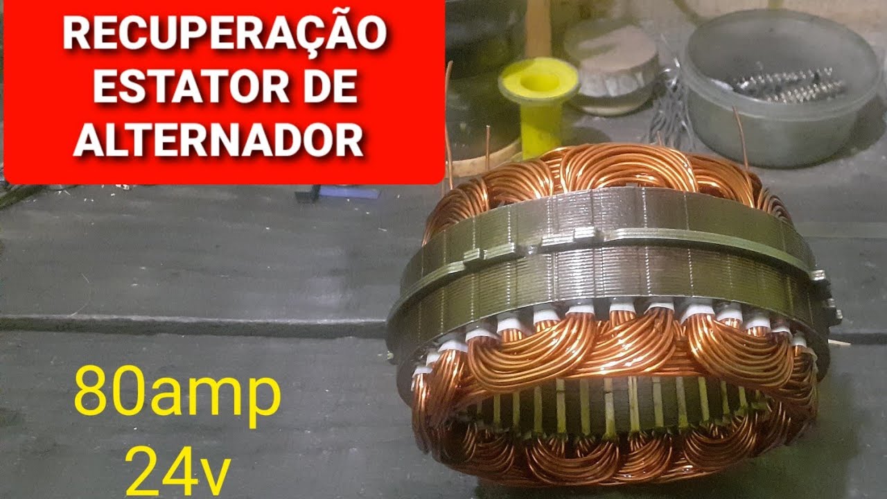 Recuperando Estator de Alternador de 80 amp, 24v, ônibus.  Recovering 80 amps 24v alternator stator.