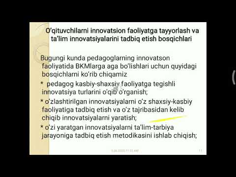 Mavzu: O&rsquo;qituvchining innovatsion faoliyat va kreativligi