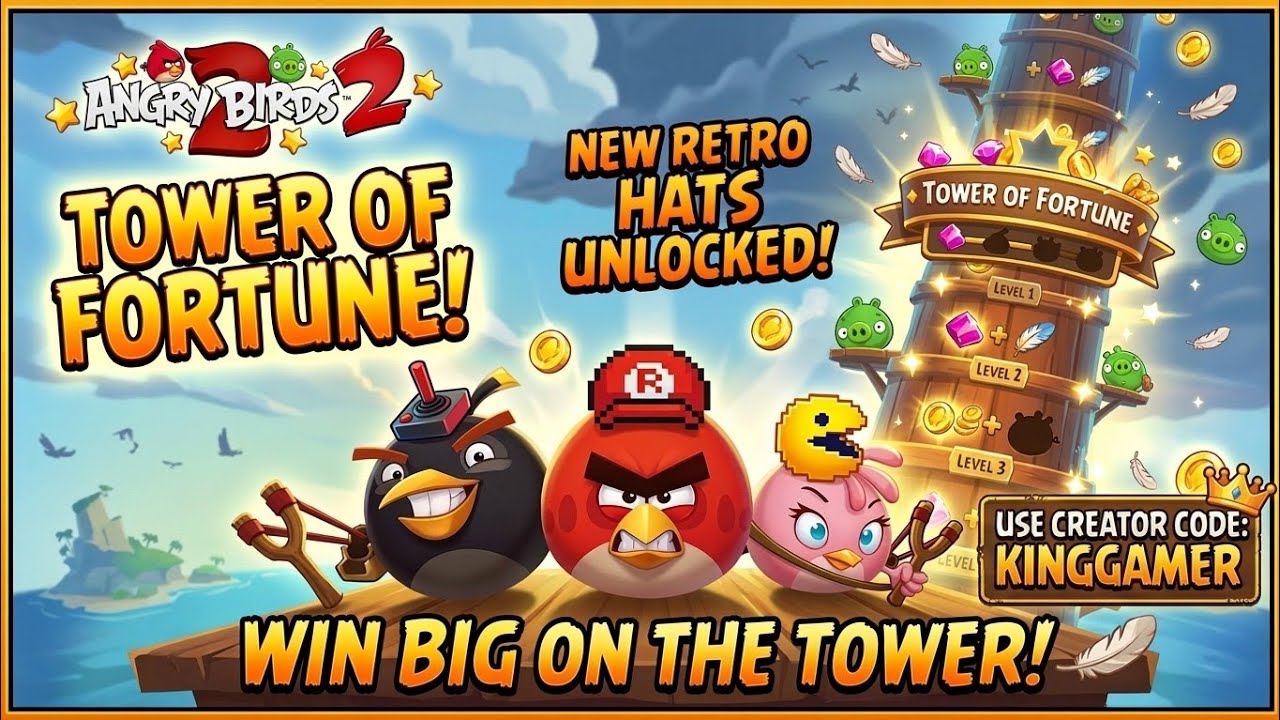 Angry Birds 2 Tower of Fortune New Retro Game Hat set complete by Tower of Fortune (07 March 2026)