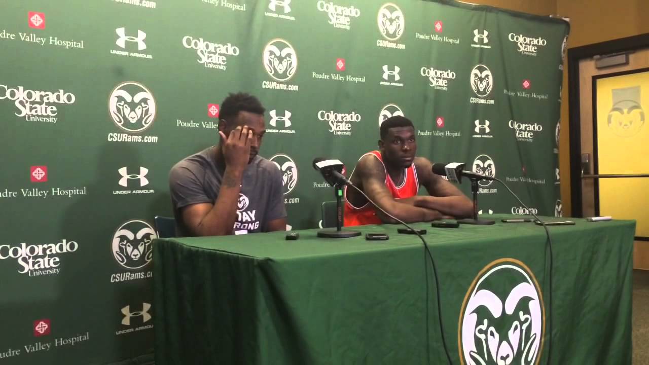 CSU players Tiel Daniels and Emmanuel Omogbo after loss to Wyoming