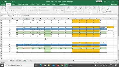 Método de las dos fases con excel. Programación Lineal