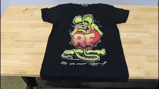 Standing Rat Fink Logo Cotton T-shirt Black - California Car Cover Co.