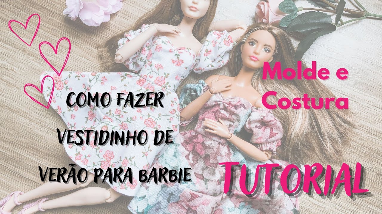 Molde e Costura ♡ vestidinho de primavera/verão para Barbie #diy #costura #barbie