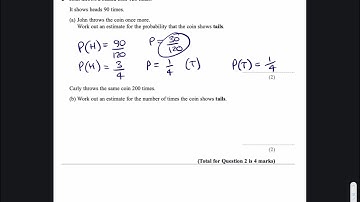 June 2011 Paper 4H 2 Question 2 IGCSE Maths Edexcel Mathematics Probability Estimating Complement