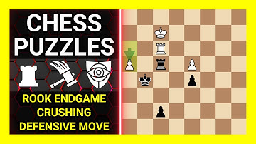 Chess Puzzles to Practice. Themes: Rook endgame, Crushing, Defensive move. Learn Chess