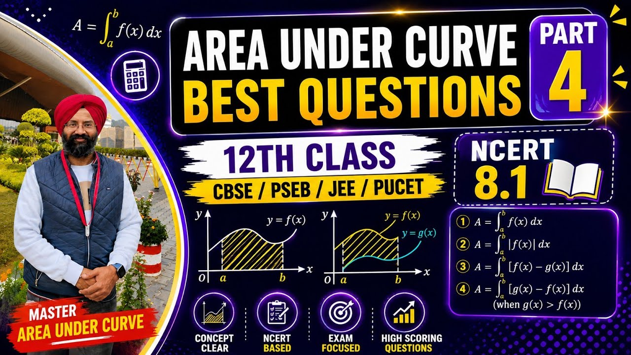 Area Under Curve Part 4 Exercise 8.1 Best Questions 12th Class CBSE ...