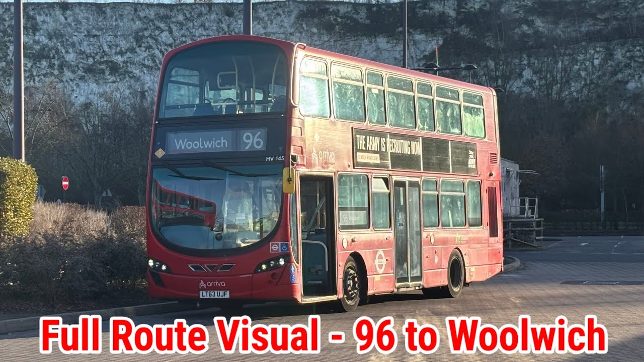Full Route Visual | London Bus Route 96 - Bluewater to Woolwich | (HV145) LT63UJF