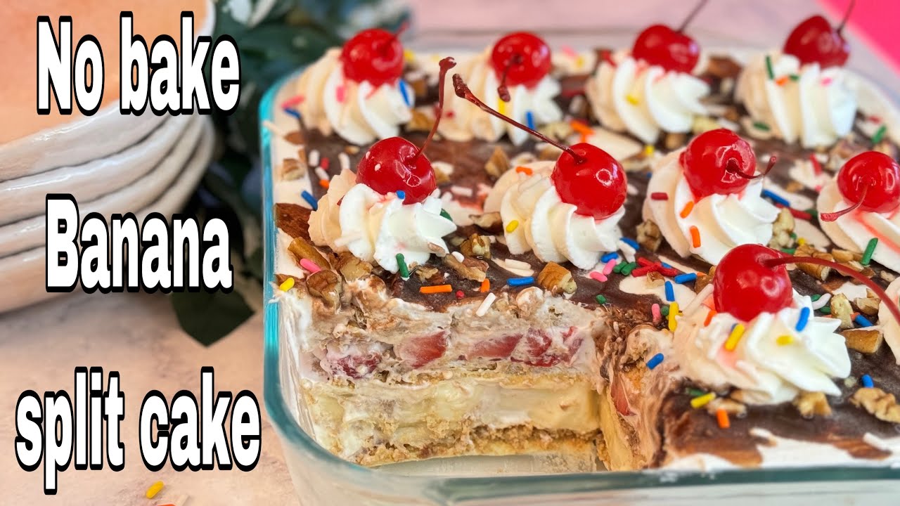 How to make banana split cake|| オーブン無しでバナナスプリット 