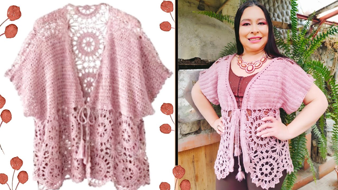 CHALECO  "ENSUEÑO "  MANGA KIMONO.  TODAS LAS TALLAS. MUY FÁCIL DE TEJER 