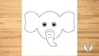 How to draw Cute Elephant Face Step by step, Easy Draw | Free Download Coloring Page