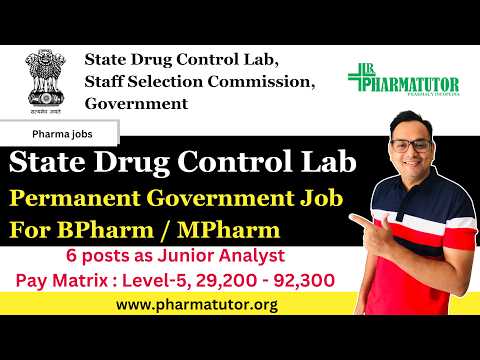 State Drug Testing Lab hiring Pharma candidates 2026 SSC Vacancy for Pharmacy