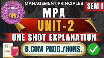 Management Principles & Applications Unit 2 One Shot  | BCom Sem 1 DU , DUSOL
