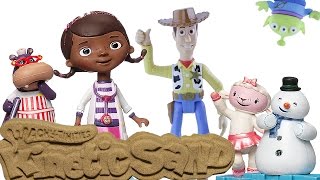 Disney Doc McStuffins with Woody & Buzz from Toy Story in Kinetic Sand Learning Letters & Spelling!