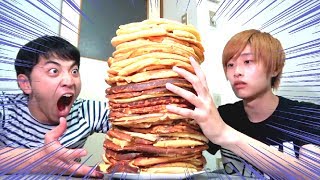 【巨大】パンケーキタワー作って誕生日サプライズしたらまさかの結果に、、、【コストコ】
