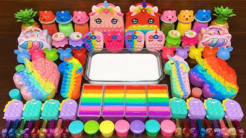 RAINBOW UNICORN !!!  Mixing Random Things into GLOSSY Slime !!! Satisfying Slime Video #83