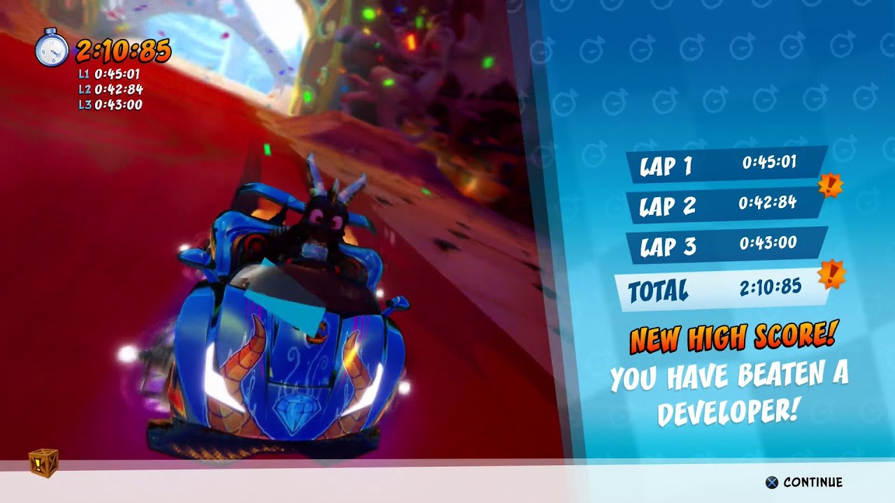 CTR Nitro Fueled - Developer Time Trial #35: Spyro Circuit (2:10:85 ...