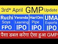 Ruchi Soya FPO GMP • Veranda Learning IPO GMP • Uma Exports IPO • Hariom Pipe IPO  • Ruchi Soya FPO