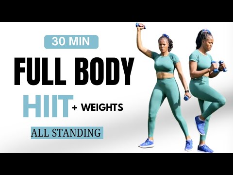 30 Min FULL BODY DUMBELLS HIIT WORKOUT | Strength Workout All Standing ...