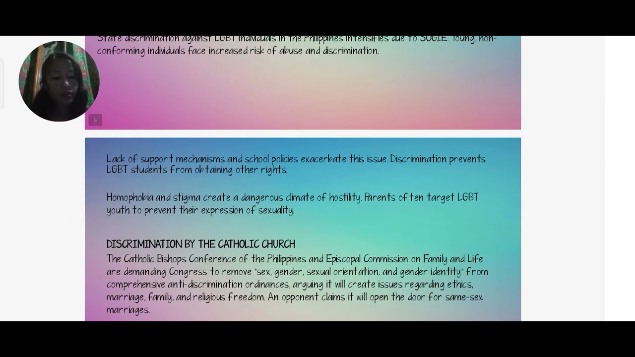 lesson 20 : discrimination on the basis of SOGIE in the Philippines