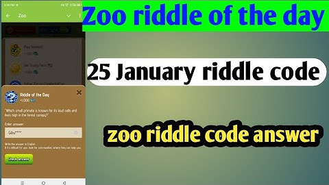 25 January Zoo riddle of the day code | Zoo riddle of the day code | today Riddle of the day,