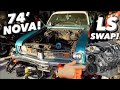 Prepping the 1974 Chevy Nova for its NEW 6.0L LS MOTOR!!!